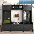 thumbnail image 2 of Hall Tree with Bench and Shoe Storage, 4 In 1 Entryway Bench with Coat Rack and 4 Cabinet, Mudroom Bench with 7 Double Hooks, 2 Open Shelves and 1 Drawer Entryway (Black, 78.7"L x 15"W x 72"H), 2 of 8