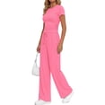 thumbnail image 3 of Sundazz 2 Piece Sets for Women Summer Lounge Set Ruched Top and Wide Leg Pants Matching Set Fashion Vacation Travel Outfits Clothes,Pink,L, 3 of 8