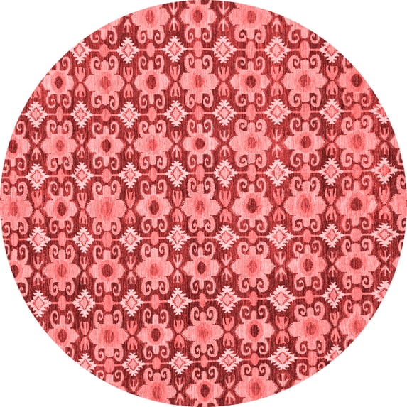 Ahgly Company Indoor Round Abstract Red Modern Area Rugs, 4' Round