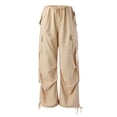 thumbnail image 6 of Linen Pants Women Summer High Waisted Lounge Pocket Relaxed Fit Durable Daily Breathable Trendy Full Khaki Trousers Sizes S, 6 of 7