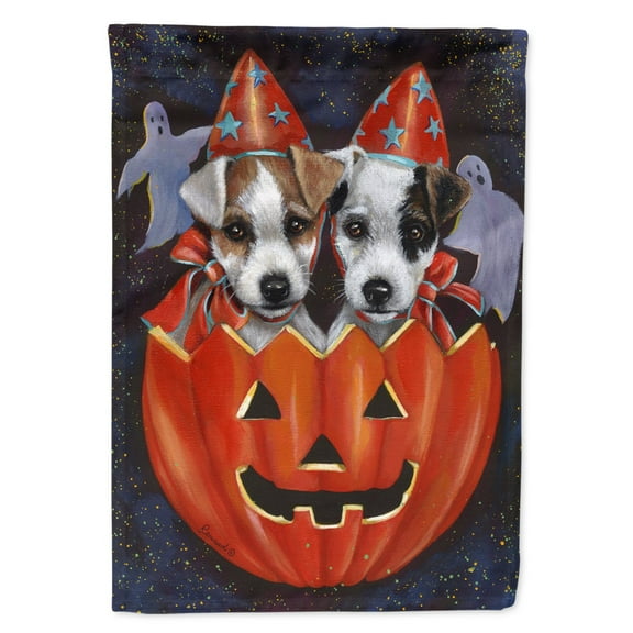 Carolines Treasures PPP3105CHF Jack Russell Terrier Halloween Flag Canvas House Size  Large multicolor