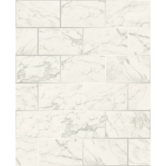Crown Mirren Off White Marble Subway Tile Unpasted Paper Wallpaper, 20.5-in by 33-ft, 56.4 sq. ft.