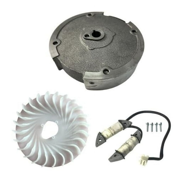 58-degree Keyway Flywheel And 3A Parallel Charging Coil Cooling Fan For Head Light on PREDATOR 212cc GHOST Kart Racing Engine 57531 (Flywheel With Magneto & 2X Charging Coils & Cooling Fan, Metal)