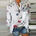 thumbnail image 2 of TIMIFIS Chemise Henley d'Été pour Femme Décontractée à Col en V à Rayures à Imprimé Floral à Manches Longues Haut sur, 2 of 5