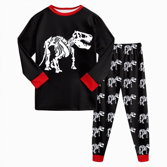 Toddler Pajamas Boy Girls Girls Pajama Set Winter Warm Sleepwear Pjs Set Tops Pants Outfits Loungewear 7-8 Years Boy Girl Black Fall Winter Tops Pants Set