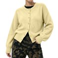 thumbnail image 2 of Cardigan Sweaters for Women Button Down Long Sleeve Crewneck Cardigans Open Front Knitted Sweater Business Casual Fall Outfits, 2 of 5