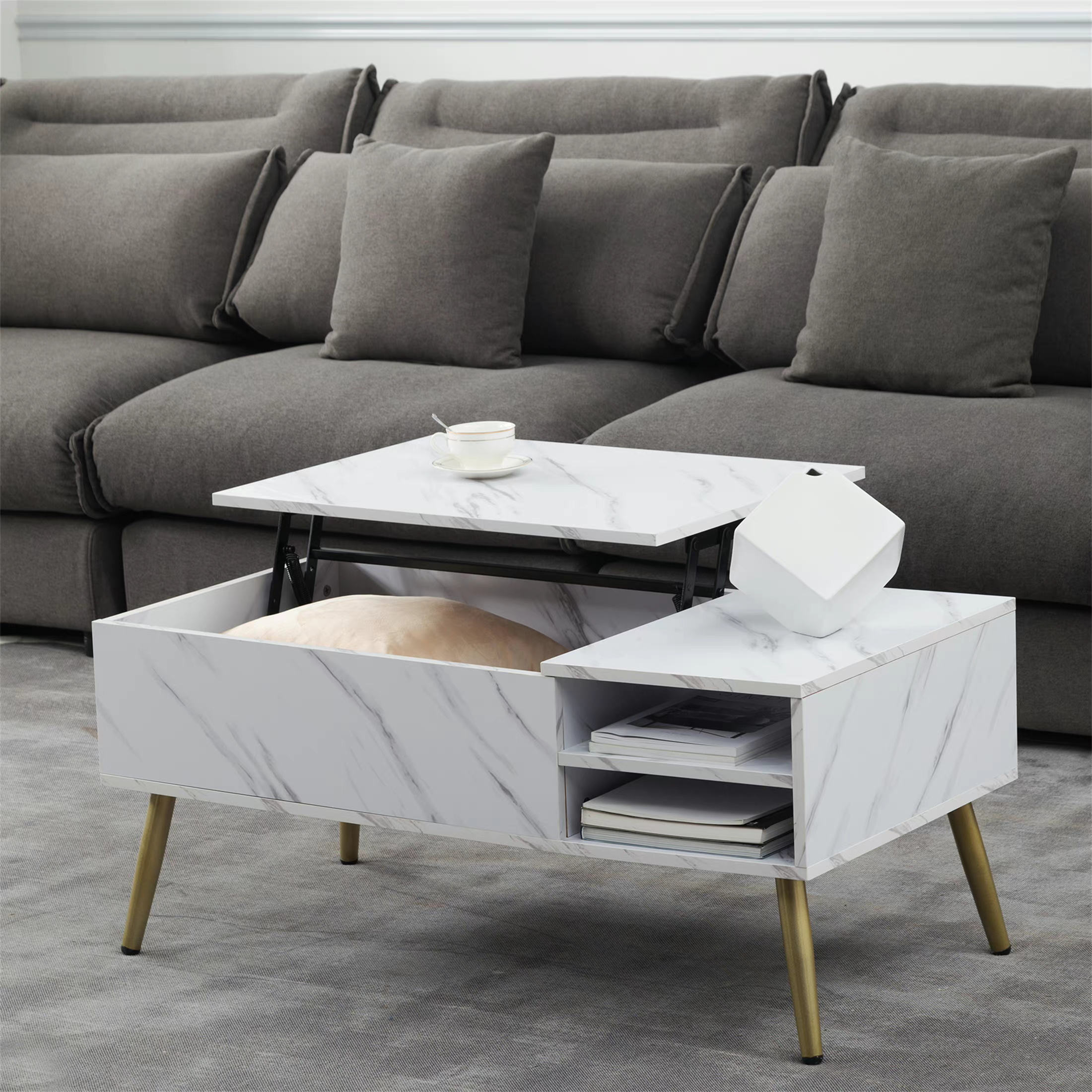 TALEMOHO Coffee Table Living Room Lift Top Extendable Table with