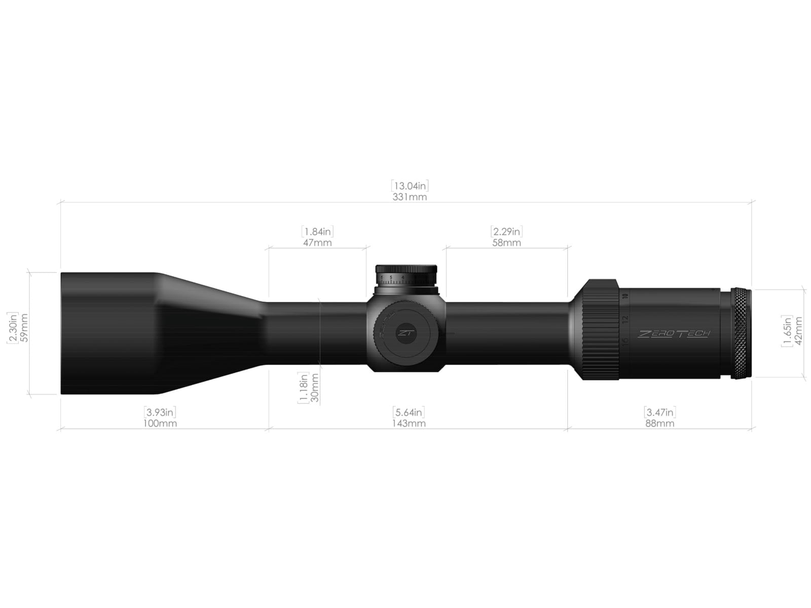 ZeroTech Optics Thrive 4-16x50mm 30mm Tube Rifle Scope, Second Focal Plane, German G4 Reticle, Black