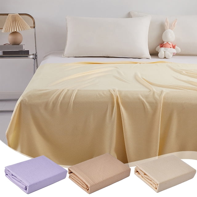 Fiudx Manta Refrescante de Verano, Fibra de Seda Helada, Disipación y Absorción Del Calor, Transpirable y Refrescante, Múltiples Usos, Ideal para Viajes y Siestas, Beige, Caqui, Morado, 100 X 90 Cm,