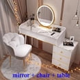 thumbnail image 1 of Dressing Table Bedroom Vanity Makeup Table Mirror Minimalist Luxury Toiletry Stool Multi Function Light Dresser Lamp Furniture My Lux Decor Round, 1 of 23