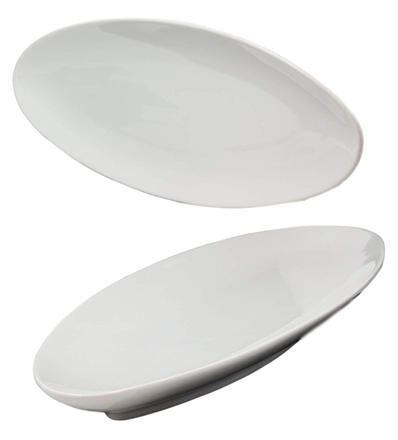 2-Pack Roscher White Porcelain Serving Platter Set w/Pure Pattern Small and... 