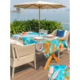 thumbnail image 5 of Outdoor Tablecloth with Umbrella Hole for Patio/Picnic/Party/Camping, Coastal Beach Waterproof Table Cloth Rectangle Table Cover Washable, Summer Tropical Plants Ocean Sea Waves Blue (60"x 120"), 5 of 9