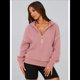 thumbnail image 5 of Sudadera con Capucha de Otoño para Mujer, Sudadera Corta de Larga con Media Cremallera, Jersey de Invierno, Ropa de Moda Rosa XL, 5 of 10