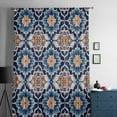 thumbnail image 5 of Orange Blue Semi Sheer Curtains Drapes for Living Room, Bedroom, French Doors Window 72 Inches Long, Morocco Boho Abstract Floral Ethnic Tribal Rod Pocket Chiffon Curtain Drapery Voile Drape Panel, 5 of 6