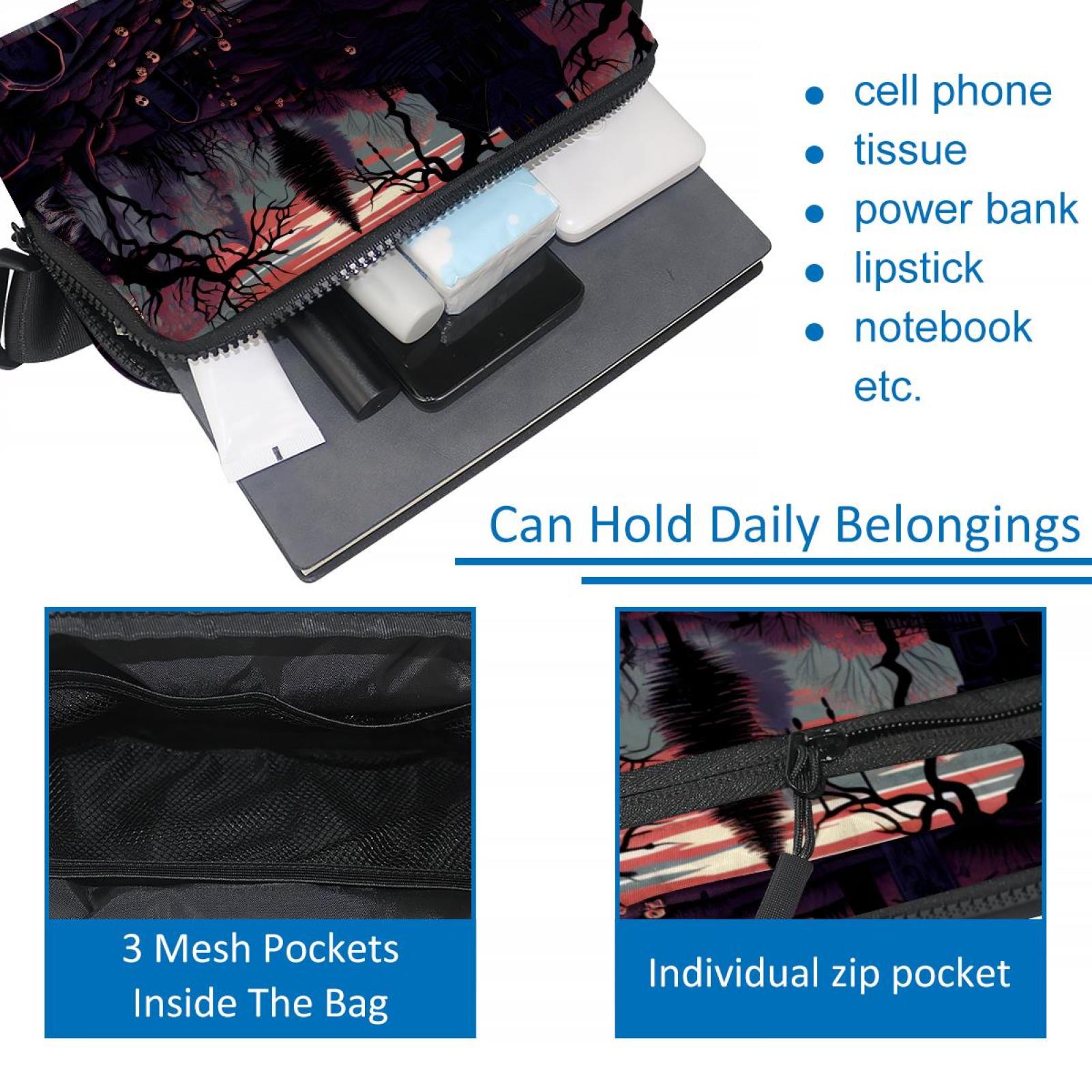 Halloween Graveyard Adjustable Lightweight Waist Bag Fanny Pack Crossbody Bag with Extension Strap Unisex