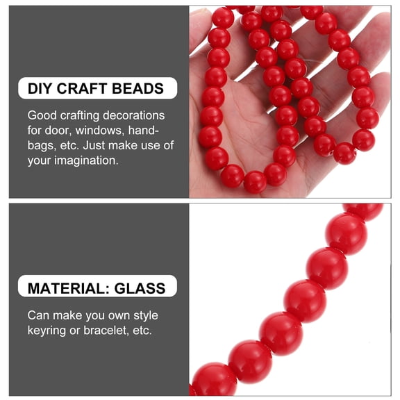 YSNOOWE Red Glass Beads Set for Crafts, Round Glass Beads for Projects, Jewelry Making and Holiday Decorations