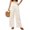 White, variant on LEKODE Women Wide Leg Casual Pants Flowy Palazzo Pants with Pockets Elastic High Waist Women Pants Black L