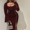 thumbnail image 5 of MIUOWANP Women's Sexy Sheath Dress Summer Women's Solid Short Sleeve Casual Hanging Neck Strap Blackless Dress Mini Dress On Sale,Size XXXL Wine, 5 of 7