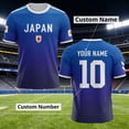 thumbnail image 2 of WAYUTE Men's Japan Soccer T-Shirt DIY Name Number Short Sleeve Crew Neck Tee with Stylish Pattern Patriotic Color Sporty Casual Top Dailiy Wear, 2 of 7