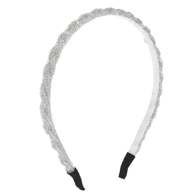 Unique Bargains - Diadema con aro para el pelo con cuentas, 1 pieza, para mujer, color blanco, 0,43 pulgadas de ancho