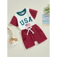 thumbnail image 3 of Bagilaanoe 4th of July Clothes for Toddler Baby Boys Short Sleeve Letter Print T-Shirts Tops + Shorts 3M 6M 12M 18M 24M 3T Kids Independence Day Outfits 2pcs Short Pants Set, 3 of 8