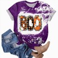 thumbnail image 5 of TOWED22 Ghost Spooky Halloween Shirts for Women Funny Bow Pumpkin Graphic Tees Fall Short Sleeve Tops Costumes(Purple,M), 5 of 7