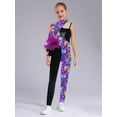 thumbnail image 7 of iiniim Girl's Sequin Snake Jumpsuit Gymnastics Leotards Long Sleeve Color Block Patchwork Tulle Peplum Bodysuit Graffiti 12, 7 of 7