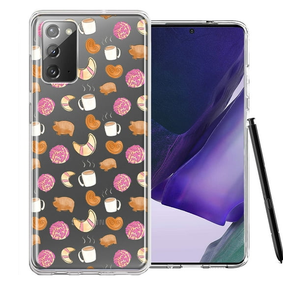 MUNDAZE for Samsung Galaxy Note 20 Mexican Pan Dulce Cafecito Coffee Concha Polka Dots Double Layer Phone Case Cover
