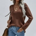 thumbnail image 4 of Women's Fashion Long Sleeves V Neck Loose Pullover Tops Blouse Knitted Sweater On Seasonal Clearance Coffee 10(XL), 4 of 5