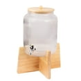 thumbnail image 6 of Efavormart 1 Gallon Clear Ribbed Glass Beverage Dispenser with Wooden Stand and Lid, Countertop Round Juice Jar Drink Dispenser with Stainless Steel Spigot - 14", 6 of 10