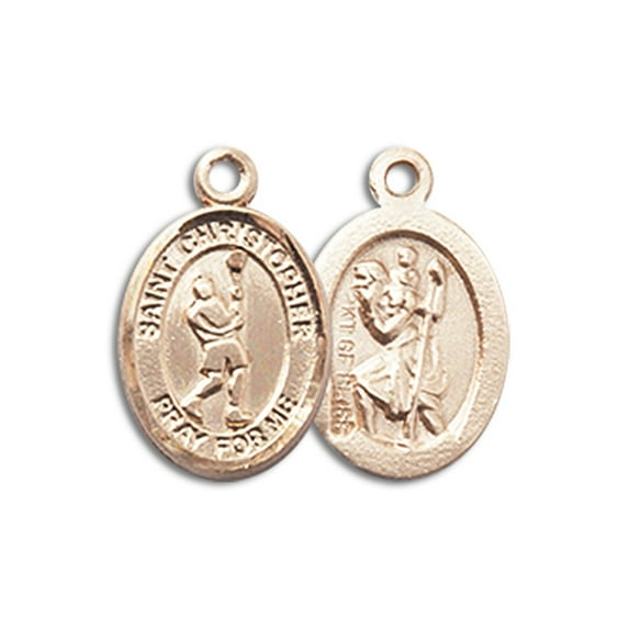 14kt Yellow Gold St. Christopher/Lacrosse Medal 1/2 x 1/4 inches