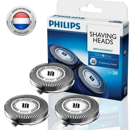 Philips Norelco SH30 Heads Replacement Shaving Heads for Shaver Series 3000, 2000, 1000 and Click & Style Silver SH30/52 Heads