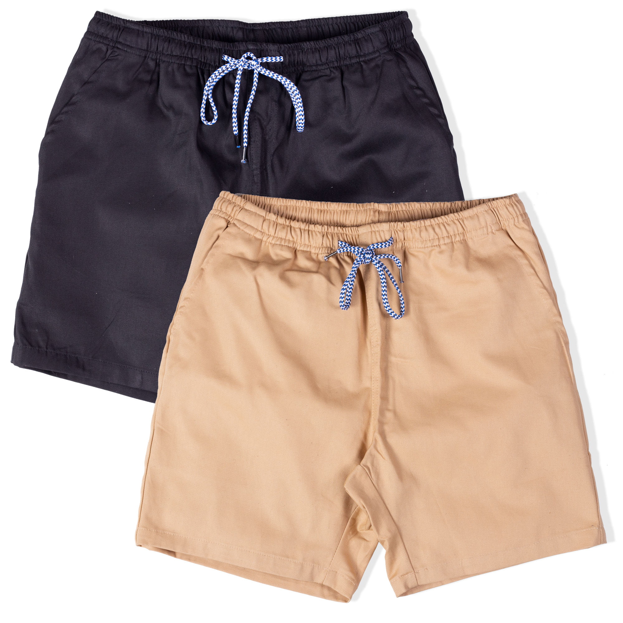 JJLIKER-Men Shorts Casual Classic Fit Drawstring Summer Beach Shorts with Elastic Waist and Pockets 
