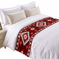 thumbnail image 2 of Bed Runner Scarf for King Size Bed, Red Boho Beds Scarf Throws for Foot of Bedding, Neutral Tribal Ethnic Abstract Geometric Motifs Decorative Beds Runners for Bedroom Guestroom, 94"x20", 2 of 8