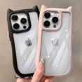 thumbnail image 2 of Wdaidj soft silicone cute cat ear phone case for iPhone 15 14 13 12 11 pro Max transparent shockproof hard acrylic bumper back cover, 2 of 7
