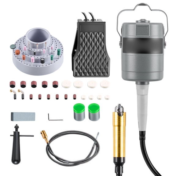 KFFKFF 780W Electric Flex Shaft Grinder with Foot Pedal Control, 25000RPM Rotary Tool and 112-Piece Accessory Kit for Sanding, Polishing, Cutting, and Buffing