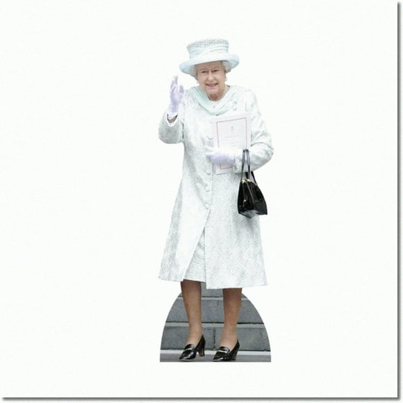 Élégance Royale Grandeur Nature Reine Elizabeth II Blanche Robe en Carton Découpé Standup - 68 x 24 Pouces