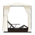 thumbnail image 3 of vidaXL Double Sun Lounger with Curtains Poly Rattan Brown, 3 of 4