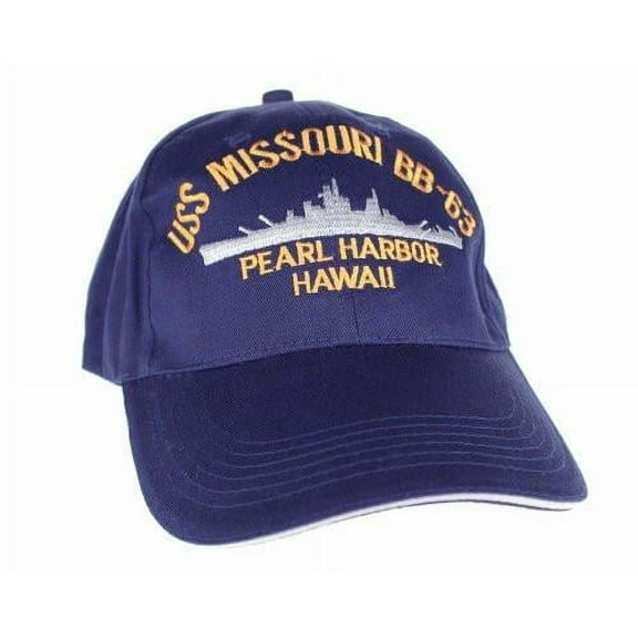 Embroidered USS Missouri Battle Ship cap hat, Navy-blue