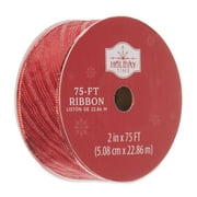 Holiday Time Red Glitter Stripe Ribbon, 75'