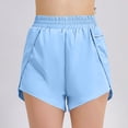 thumbnail image 5 of FRSASU Women's High Waisted Dolphin Running Shorts with Liner, Gym Workout Athletic Shorts with Zipper Pocket Sky Blue, 5 of 9