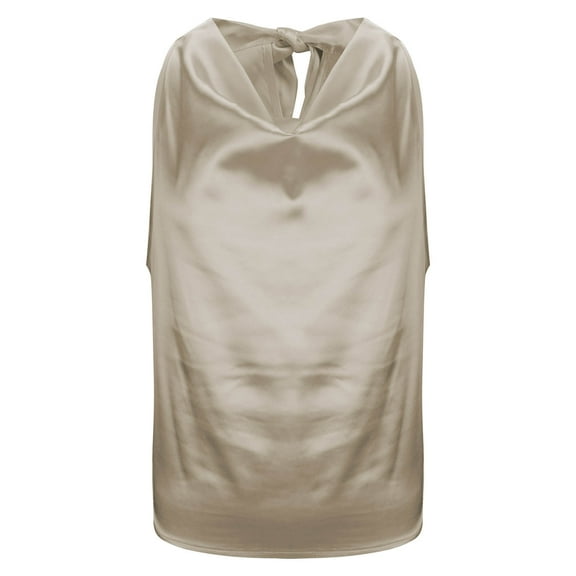 fheaev Silk Satin Tank Tops for Women Dressy V Neck Sleeveless Top Elegant Summer Office Work Shirt Bandage Blouses Tops