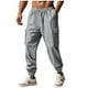 thumbnail image 2 of Pantalones largos para hombre, informales, holgados, ventilados, con bolsillos y cordón, para exteriores, ejercicio, ropa de trabajo, pantalones con faja, pantalones de poliéster para hombre., 2 of 9