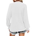 thumbnail image 2 of Patlollav Fashionable Winner Womens Solid Color Hollow V-Neck Pullover Long Sleeved Casual Tops, 2 of 5