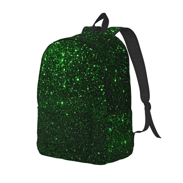 Disketp Green Sparkling Mochila de Lona Estampada, Mochila Escolar de Viaje Ligera para Estudiantes y Portátil-Medium
