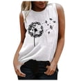 thumbnail image 1 of Pompotops Mode Femme Été Imprimé Lettre Col Rond Sans Manches T-shirt Décontracté, 1 of 4