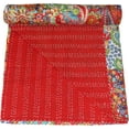 thumbnail image 4 of Trademoon Indian Handmade Paisley Print Cotton Kantha Quilt ,Bedsheet,Bedspread,Throw BlanketSize ( Double 90" x 108" ), 4 of 5