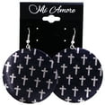 thumbnail image 2 of Mi Amore Cross Dangle-Earrings Black/Silver-Tone, 2 of 2