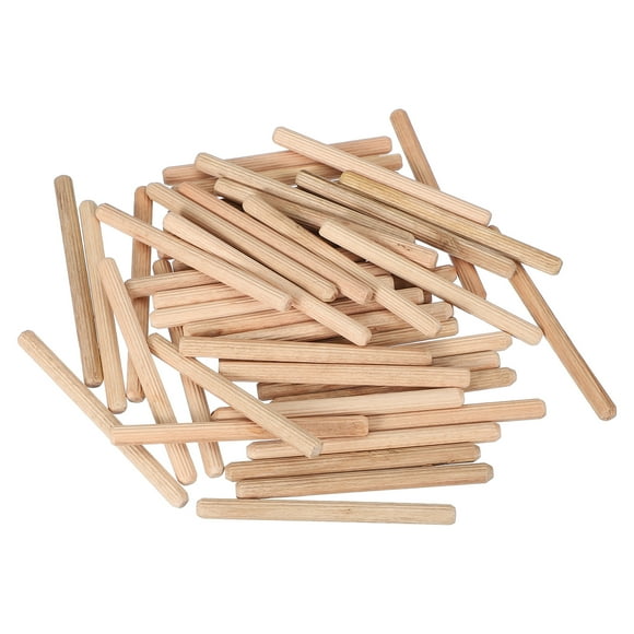 Uxcell Wooden Dowel Pins 5/16" x 4" Straight Dowel Rods Wood Fluted Dowels Rods for DIY Hardwood 50 Pcs