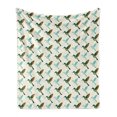 thumbnail image 1 of Bird Soft Flannel Fleece Throw Blanket, Continuous Pattern of Colorful Hummingbirds, Cozy Plush for Indoor and Outdoor Use, 50" x 60", Ivory Dark Seafoam, by Ambesonne, 1 of 5